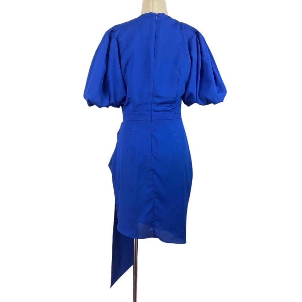 One33 Social Puff Sleeve Asymmetrical Side Drape Cocktail Dress - Picture 5 of 16